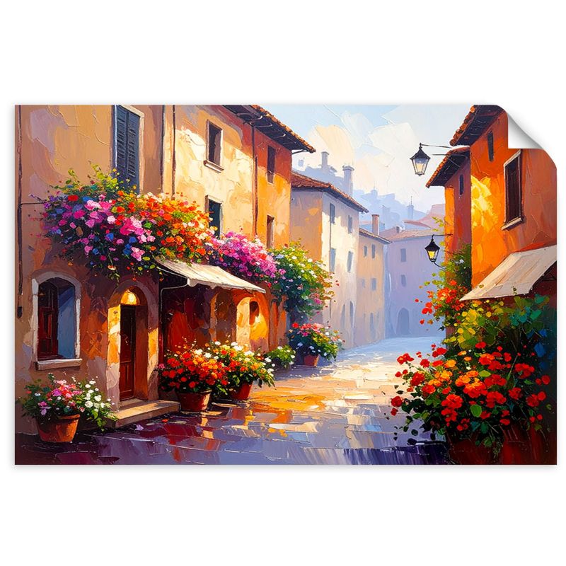Naklejka samoprzylepna Feeby Włoskie uliczki Kwiaty Domy 130x90cm 1szt