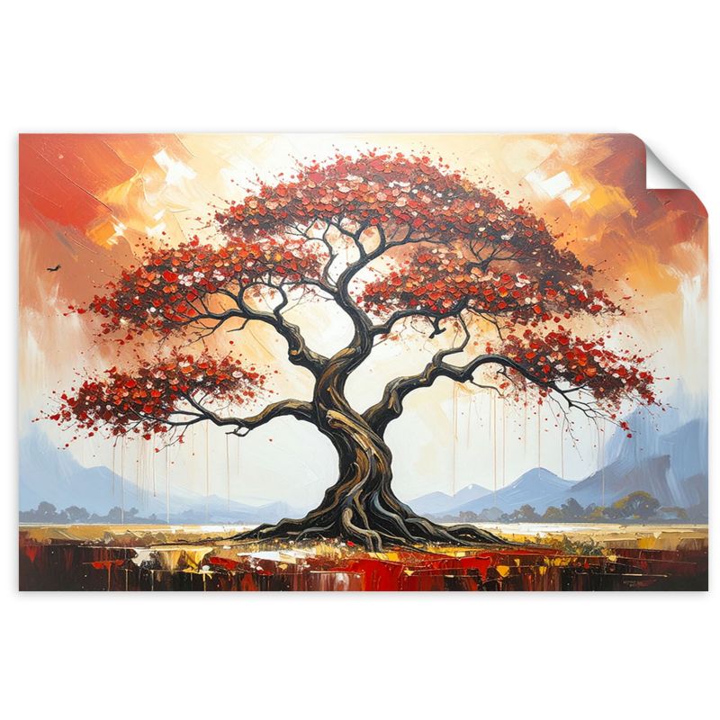 Naklejka samoprzylepna Feeby Czerwone Drzewo Życia Krajobraz 130x90cm 1szt