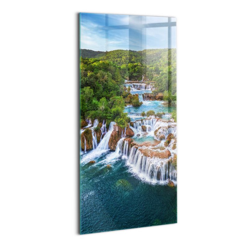 Foto Obraz Ścienny Szklany Wallfluent 70x140 cm Wodospady i rzeka Krka Chorwacja 1 szt.