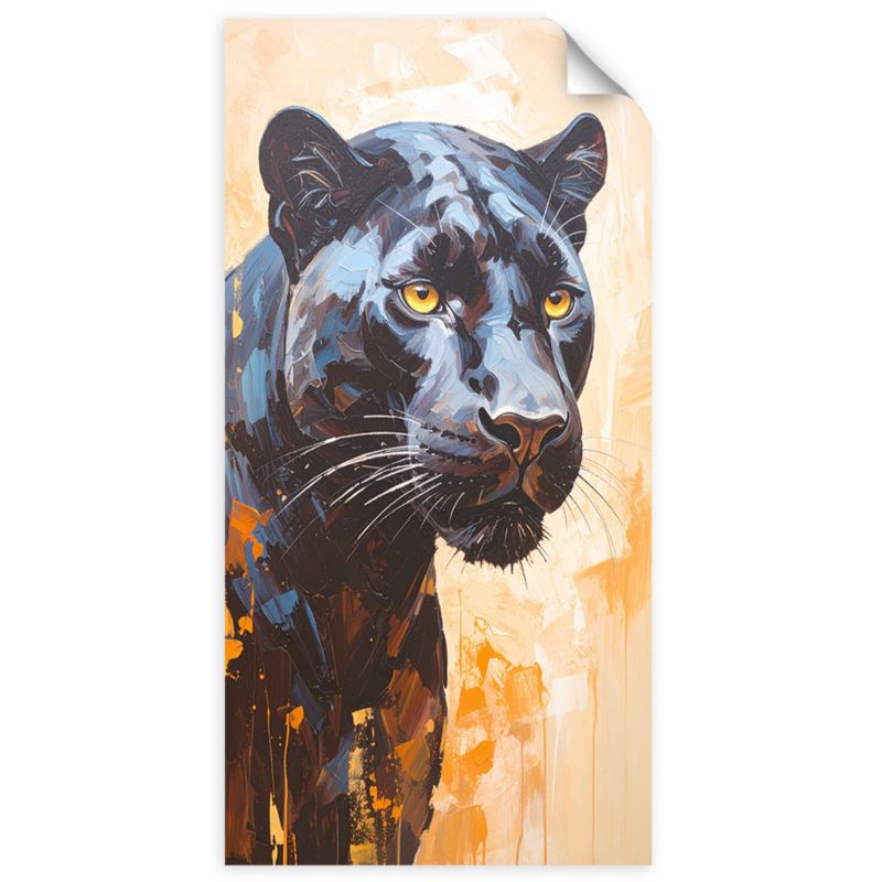 Naklejki samoprzylepne do salonu sypialni Feeby Czarna Pantera zwierzęta 50x100cm 1szt