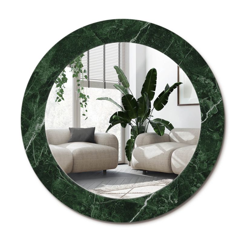 Lustro ścienne z ozdobnym szklanym obramowaniem Wallfluent fi70 cm Zielony marmur 1 szt.
