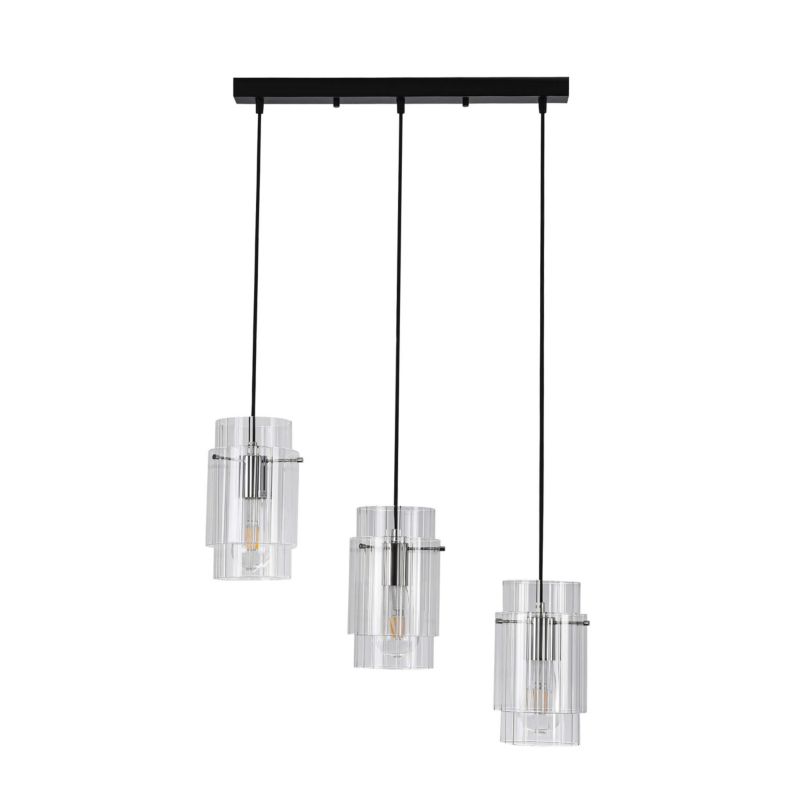 Lampa wisząca Light Prestige Savana 6012 czarno-transparentna szerokość 58 cm 3xE27 x 40W 1 szt.