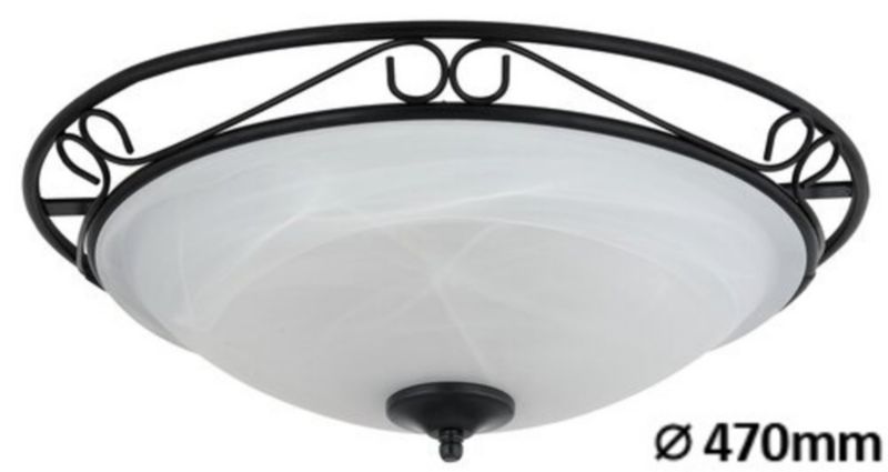 Plafon sufitowy nowoczesny Rabalux Athen czarno-białe szkło alabastrowe 3 x E27 x 60W IP20 wym: 22 x 47 x 47 cm - 1 szt.