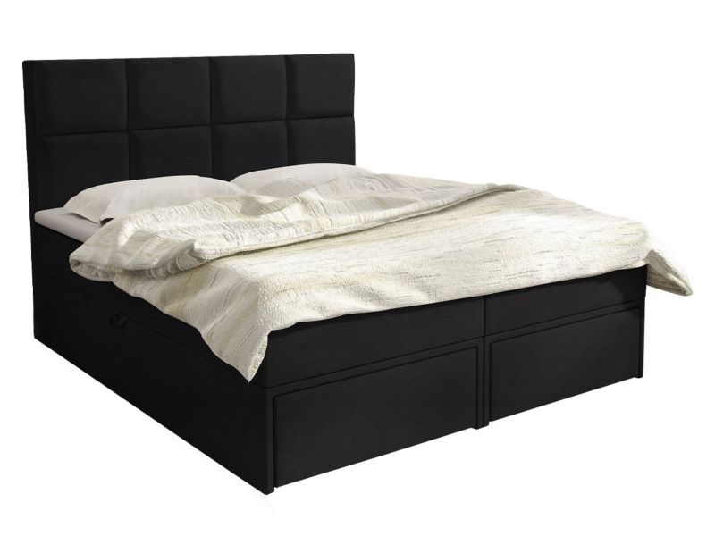 Łóżko kontynentalne MIRJAN 24 Garda Lux II 160x200 czarna ekoskóra 1 szt.