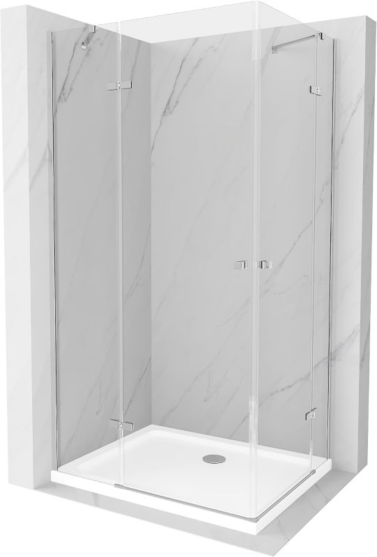 Kabina prysznicowa Mexen Roma Duo uchylna 90 x 80 cm transparent chrom + brodzik Flat