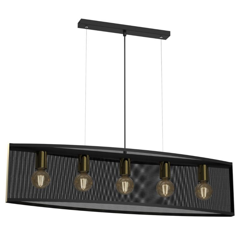 Lampa wisząca Luminex Kaga czarny matowa-złoty połysk wym: 100 x 96 x 22 cm 5xE27 x 15W 1 szt.