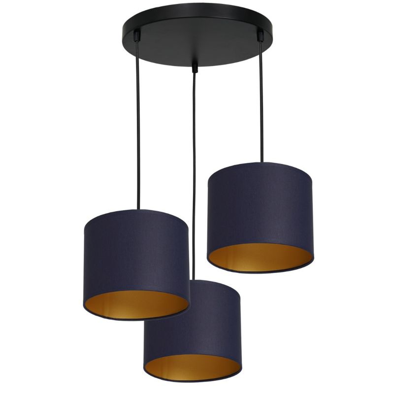 Lampa wisząca Luminex Arden czarny matowa-granatowy-złota wym: 110 x 45 x 45 cm 3xE27 x 15W 1 szt.