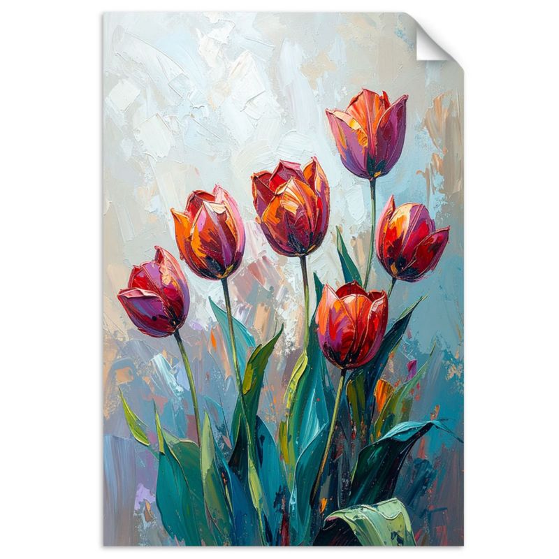 Plakaty samoprzylepne do salonu sypialni Feeby Czerwone Tulipany Kwiaty jak malowany 40x60cm 1szt