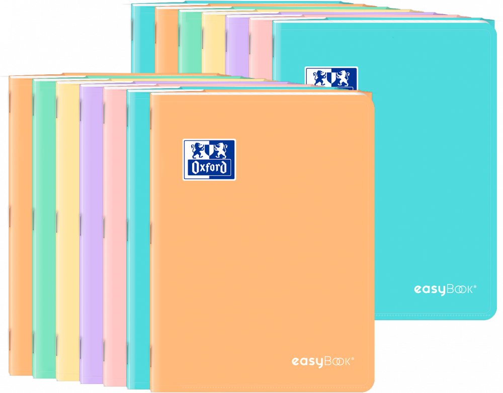 15x Zeszyt w kratkę Oxford easyBook, A4, 60 kartek, mix kolorów pastelowych