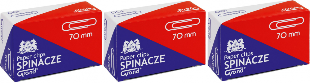 3x spinacz Grand, okrągły, 70mm, 50 sztuk, srebrny
