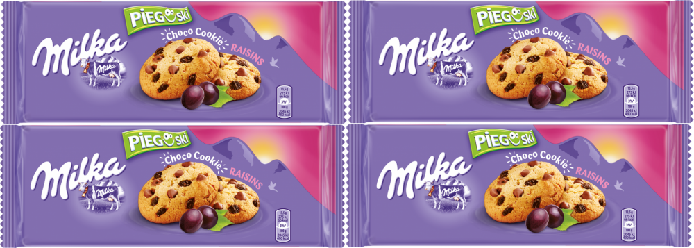 4x ciastka Pieguski Milka, z rodzynkami, 135g