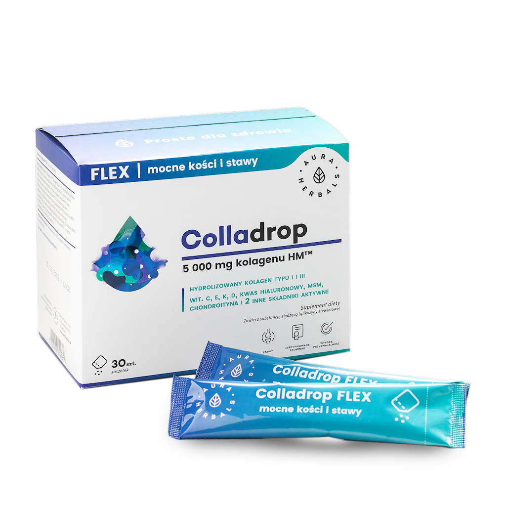 Colladrop Flex kolagen morski 5000 mg w saszetkach 30szt Auraherbals