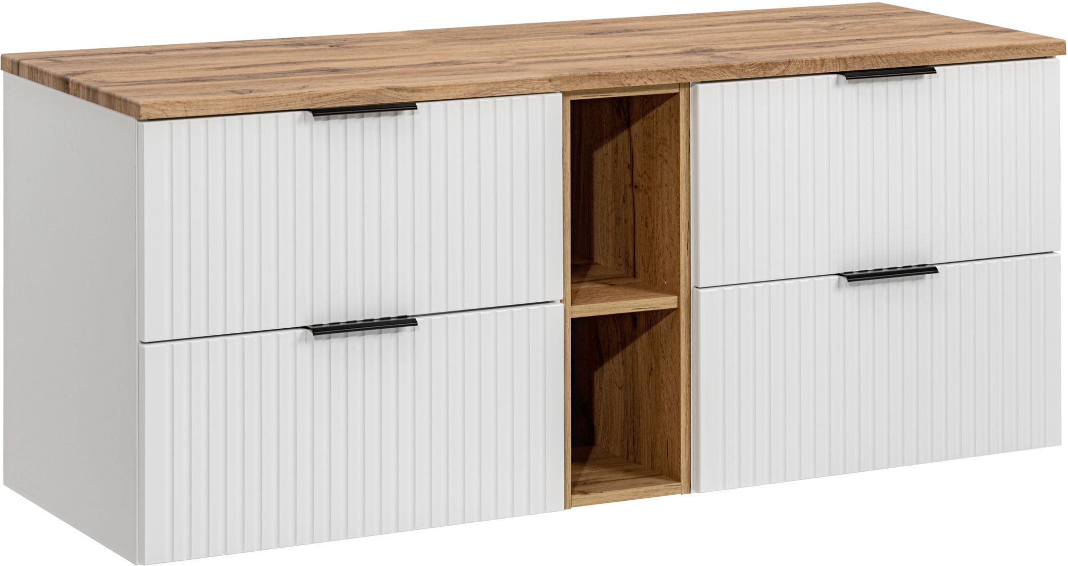 Comad Adel White szafka 140 cm podumywalkowa wisząca z blatem i regałem biała SET -ADW B 140 CM 81-01 WOTAN