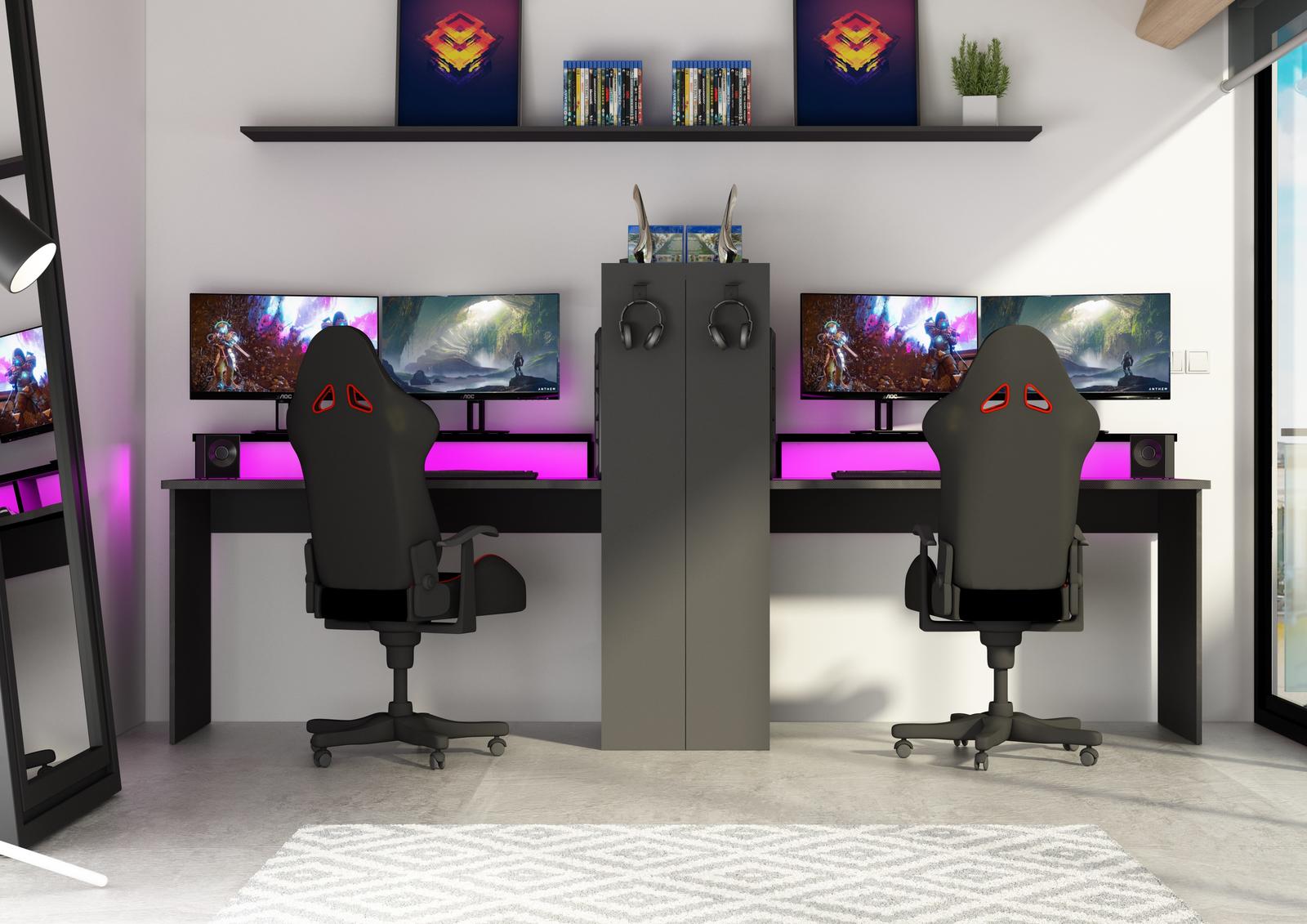Zestaw biurek komputerowych do gier dla dwóch osób, D-Game large