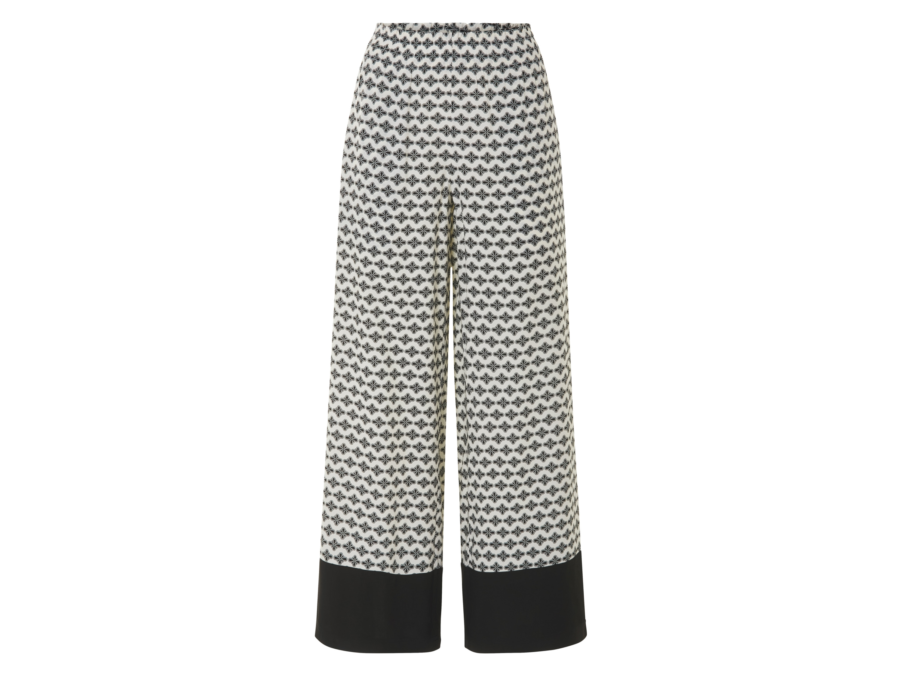 esmara Spodnie wide leg damskie z wiskozy Wzorzysty/biały, L44/46