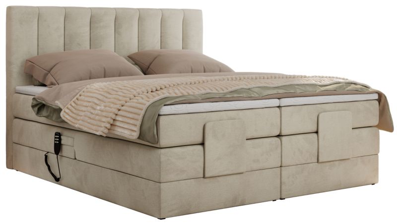 Łóżko kontynentalne MKS Meble COMFORTO 180x200 H3 Beżowy welvet 1szt