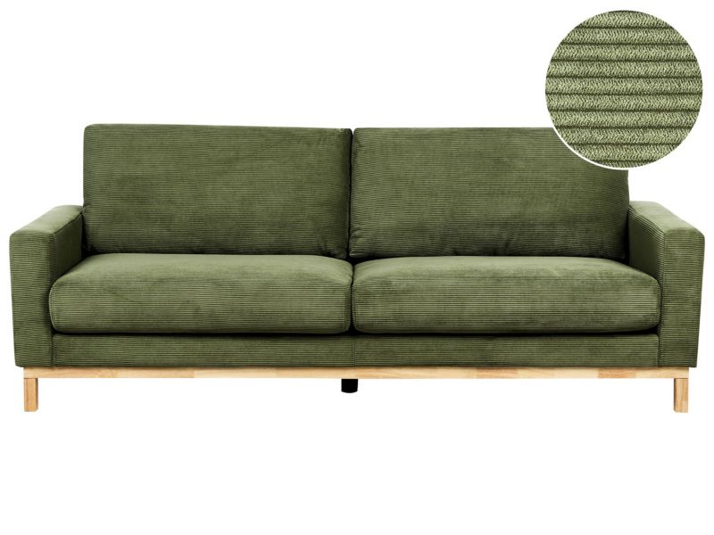 Sofa Siggard Sztruks Zielony dla 3 osób 1 szt.