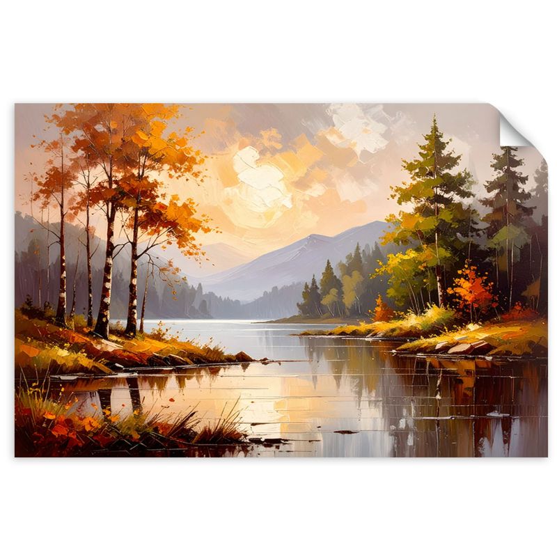 Naklejki samoprzylepne do salonu sypialni Feeby Rzeka Drzewa Krajobraz górski 120x80cm 1szt