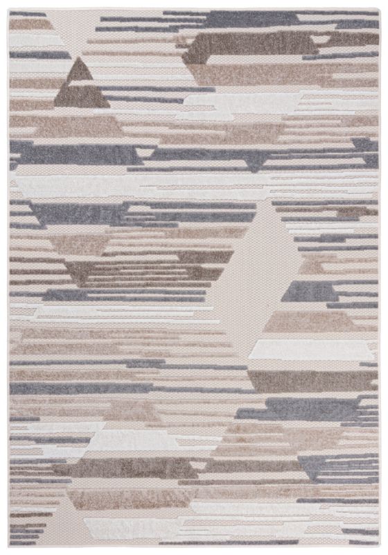 Dywan Zewnętrzny / Wewnętrzny Płaskotkany Aventura ED04C prostokąt Mazovia 120x 170 cm beżowy, kremowy motyw geometryczny 1 szt.