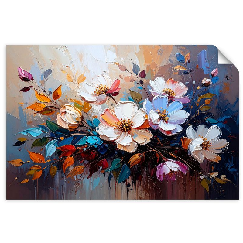 Naklejka samoprzylepna Feeby Bukiet Kwiatów Kolorowa Abstrakcja 45x30cm 1szt