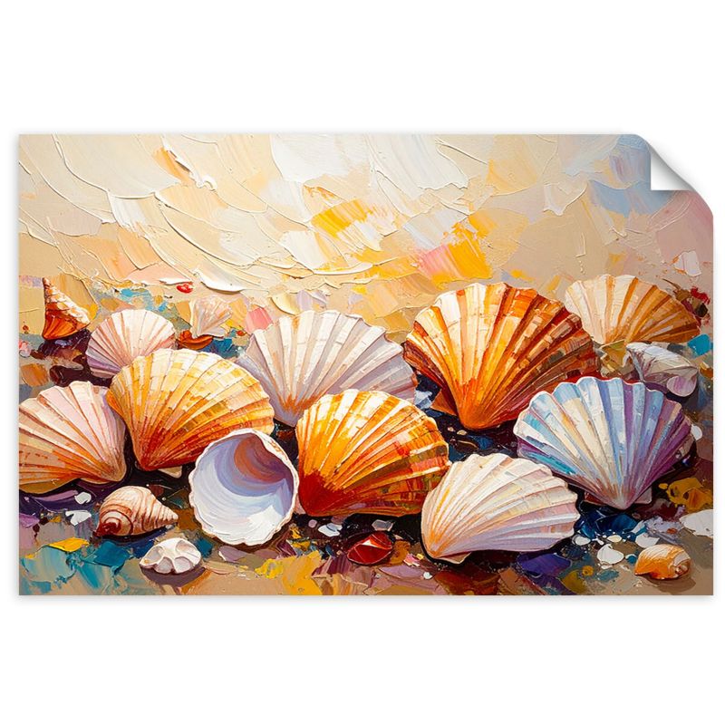 Naklejki samoprzylepne do salonu sypialni Feeby Kolorowe Muszle Plaża imitacja farby 120x80cm 1szt