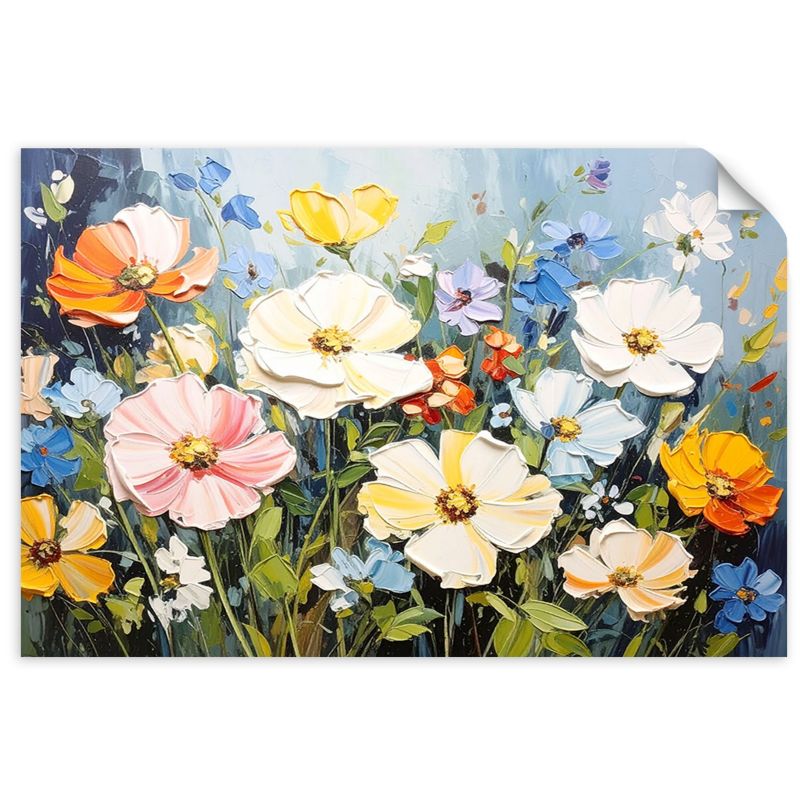 Naklejka samoprzylepna Feeby Kolorowe polne kwiaty imitacja farby 60x40cm 1szt
