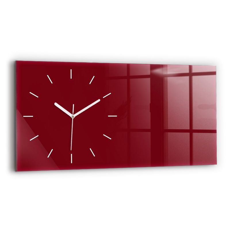 Zegar szklany białe wskazówki Wallfluent 60x30 cm Kolor burgundowy 1 szt.