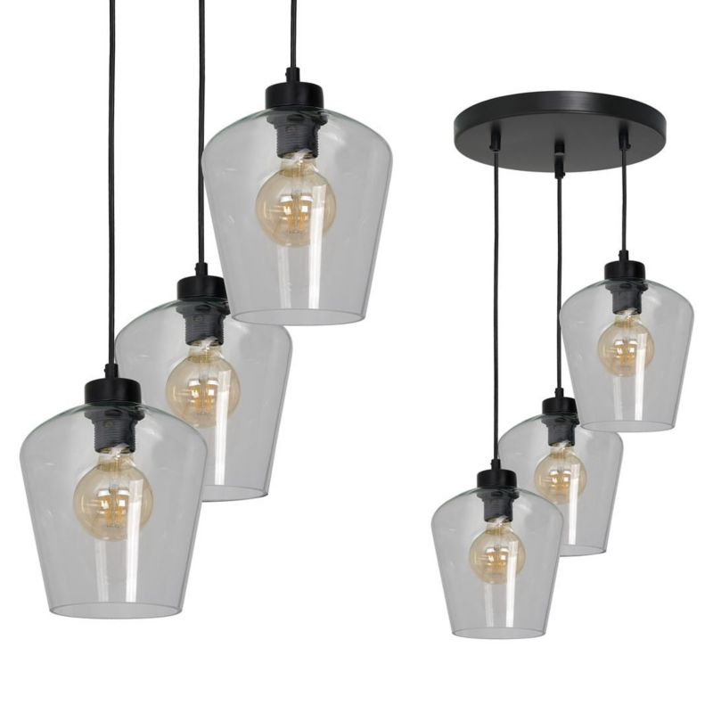 Lampa sufitowa wisząca Milagro Santiago 6117 czarno-przezroczysty szerokość 30 cm 3xE27 x 60W 1 szt.