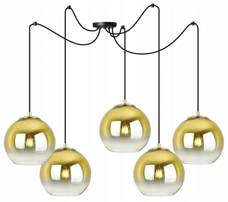 Lampa sufitowa wisząca Light Home LH Spider Bergen Gold 5x E27 60W klosz 15cm złoty 1szt.