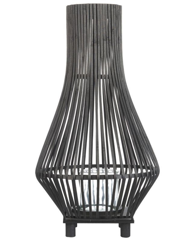 Latarnia Leyte Drewno 58 cm Czarny 1 szt.