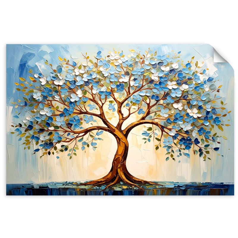 Naklejka samoprzylepna Feeby 3D Niebieskie Drzewo Życia Kwiaty Abstrakcja 100x70cm 1szt