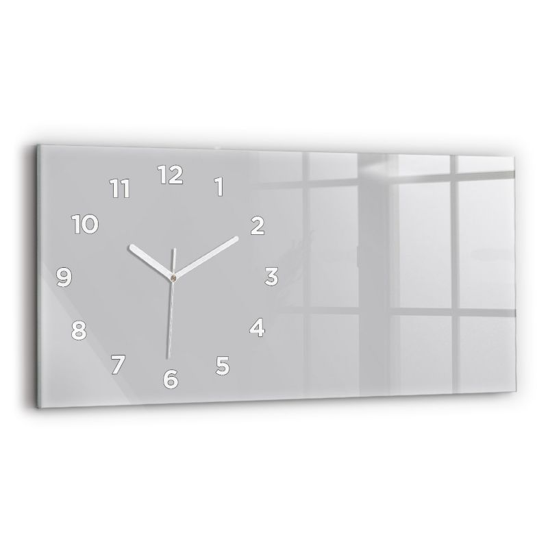 Zegar z białymi wskazówkami Wallfluent 60x30 cm Kolor jasny szary Szklany 1 szt.