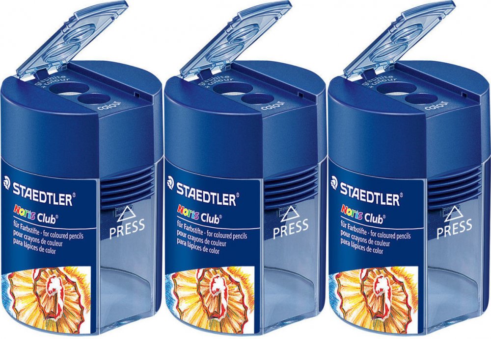 3x Temperówka Staedtler Noris Club, 2 otwory, niebieski