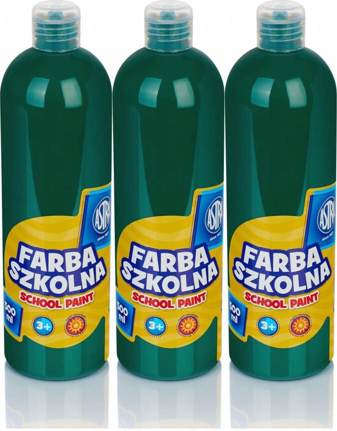 3x Farba plakatowa Astra, 500ml, ciemnozielony