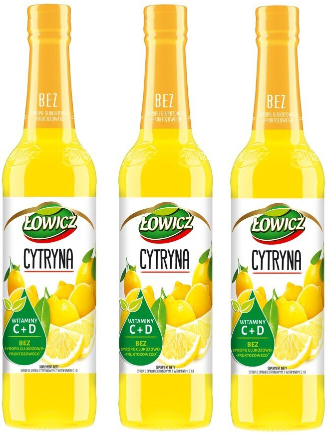 3x syrop Łowicz, cytrynowy, 400ml