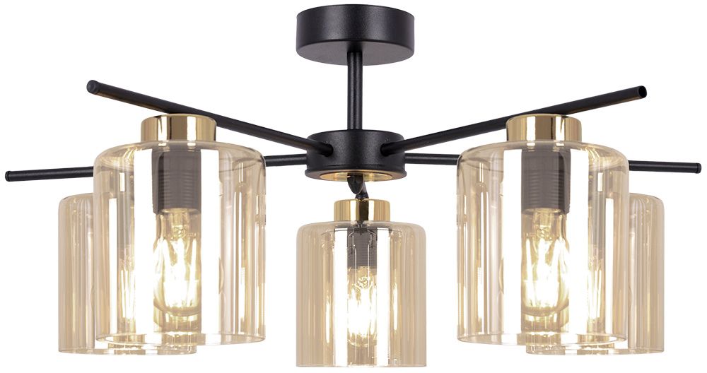 Kaja Aurelia lampa podsufitowa 5x15 W czarna-złota-bursztynowa K-5522 - Wysyłka w 24h