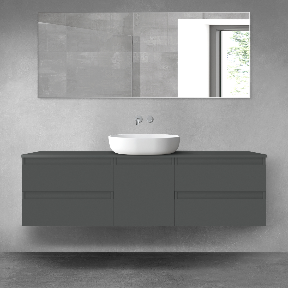 Oltens Vernal zestaw mebli łazienkowych 160 cm z blatem grafit mat 68400400 - Wysyłka w 24h