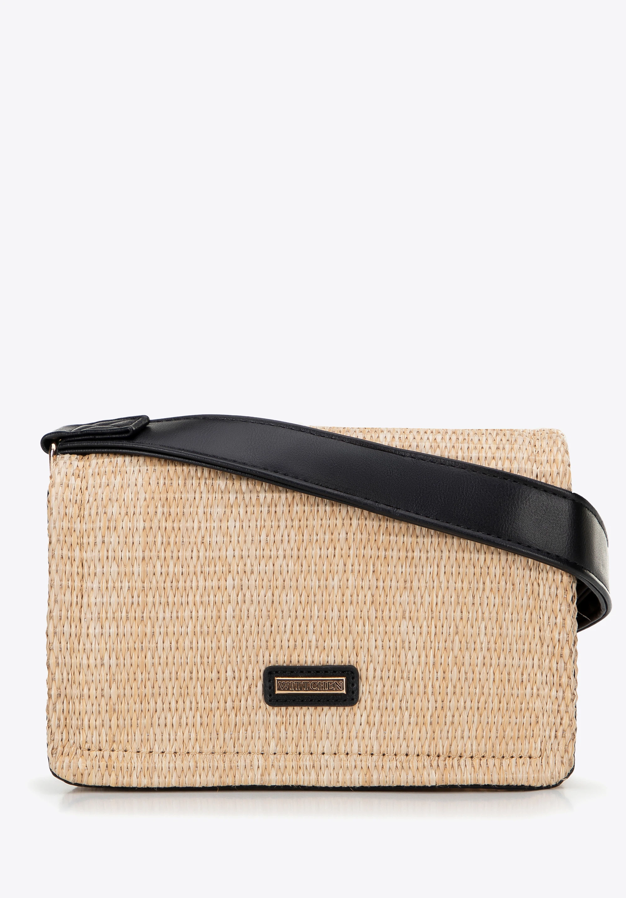 Damska crossbody z plecionki beżowo - czarna