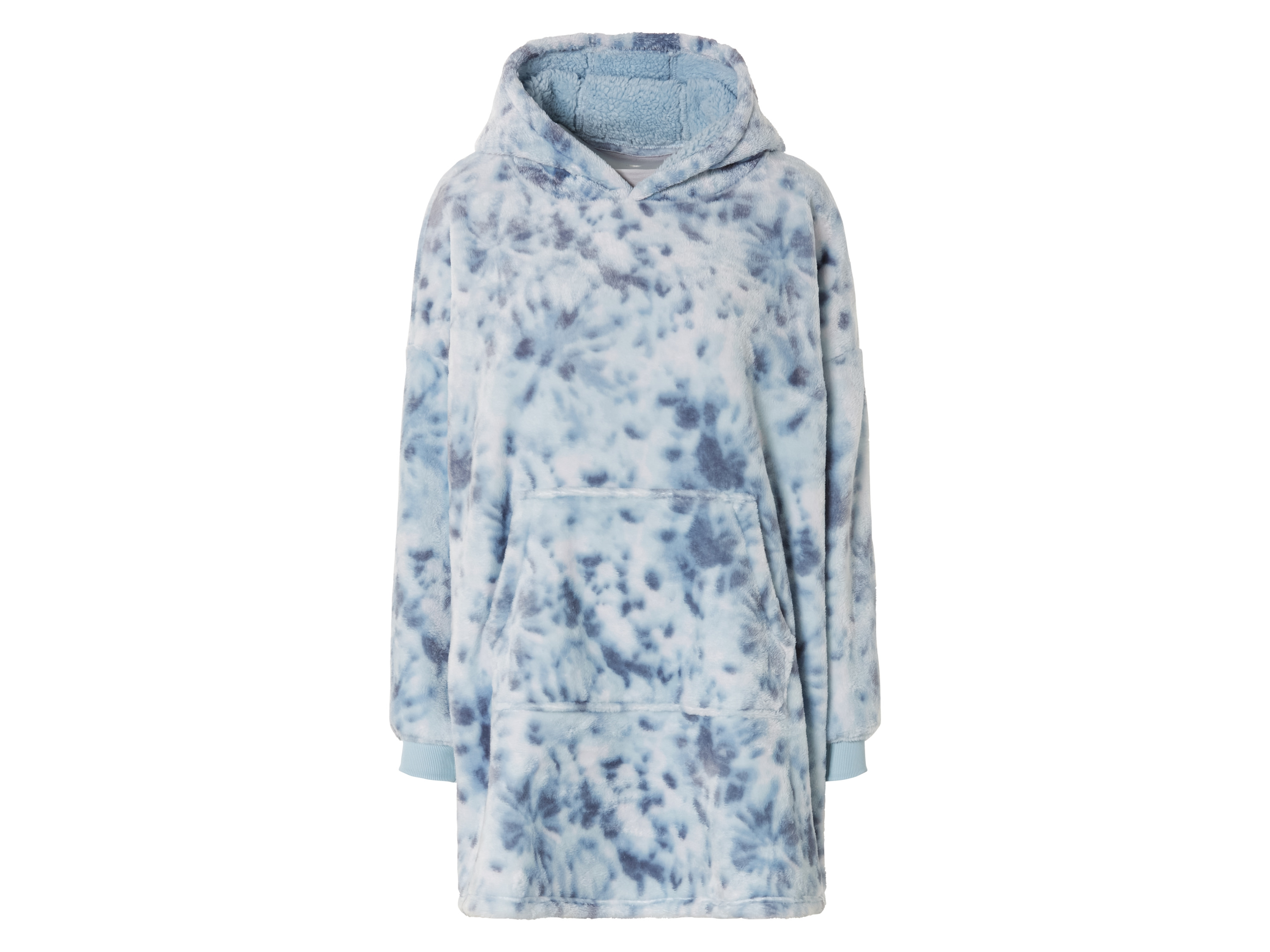Bluza z kapturem oversize z pluszu S/M, Niebieski