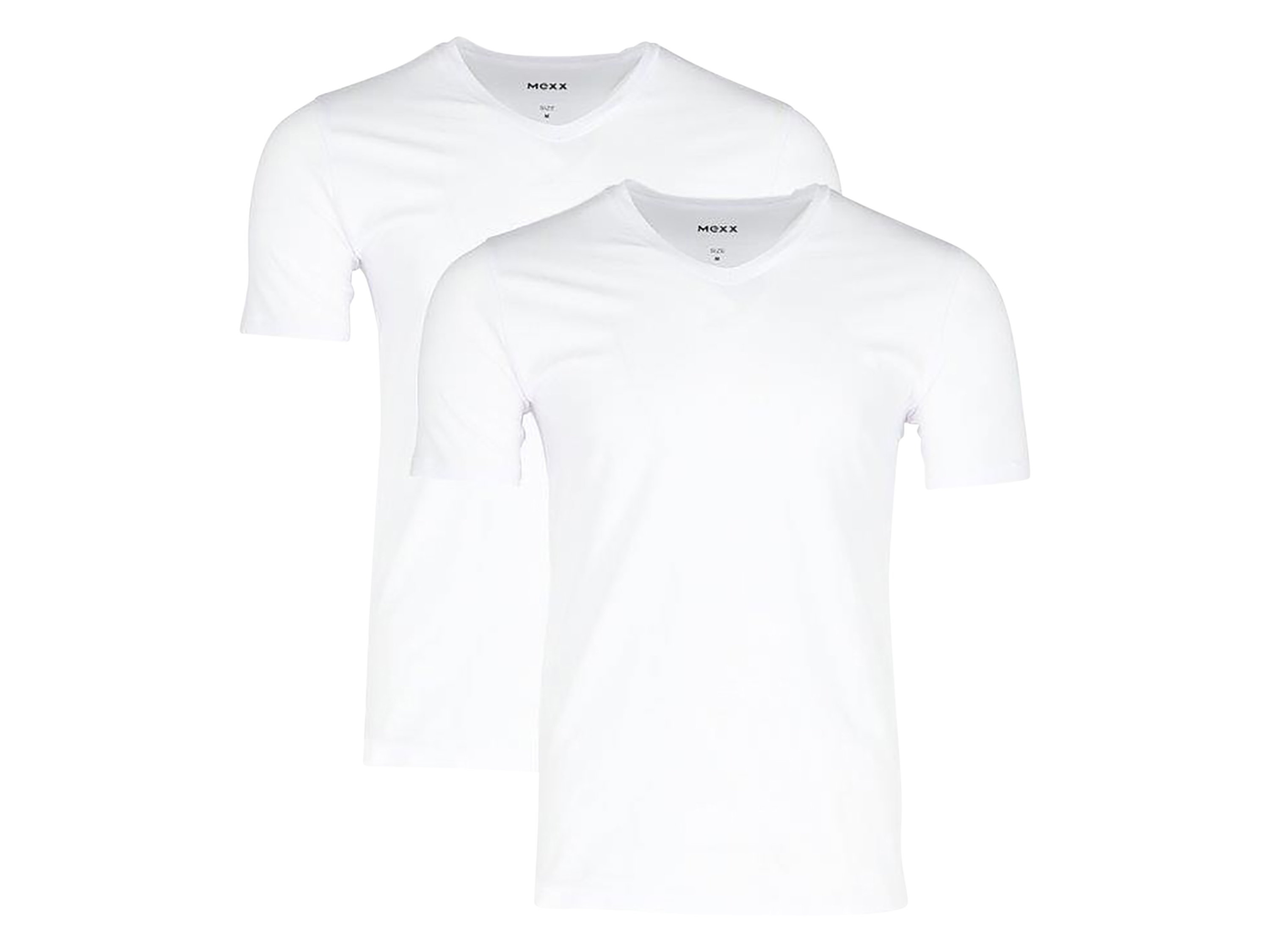 Mexx T-shirty męskie z bawełną, 2 sztuki Dekolt w kształcie litery V, Biały, S
