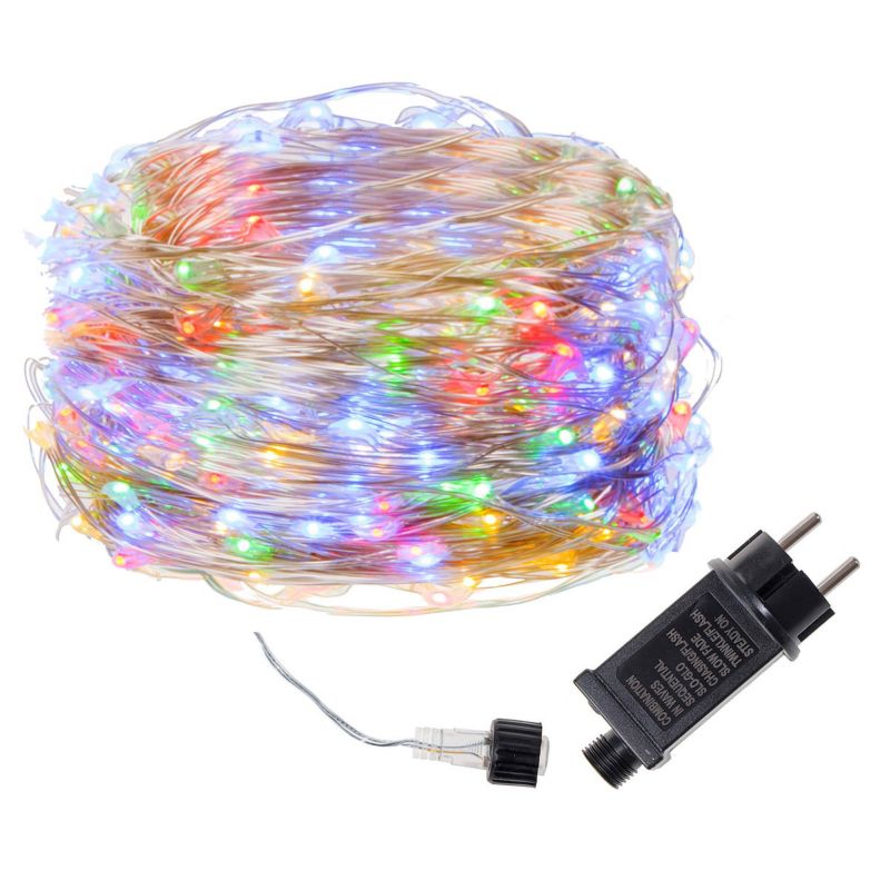 Lampki choinkowe Springos 200 led na prąd druciki mikro multikolor 1 szt.