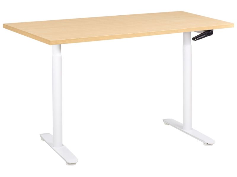 Biurko regulowane manualnie Destinas Jasny brąz/ biały 120 cm 60 cm 1 szt.