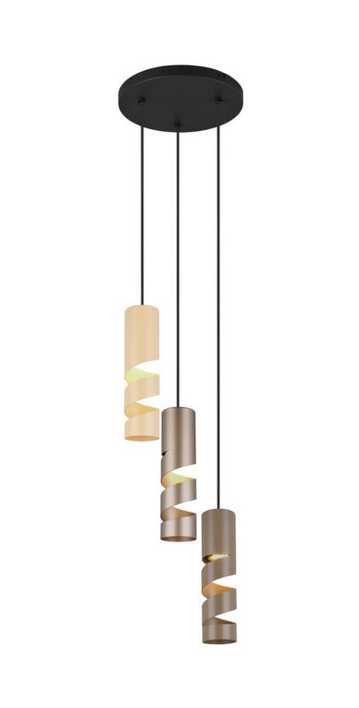 Lampa wisząca Trio Stream 3901 czarno-brązowa-kremowa-patyna nowoczesna 3xGU10 x 1 szt.