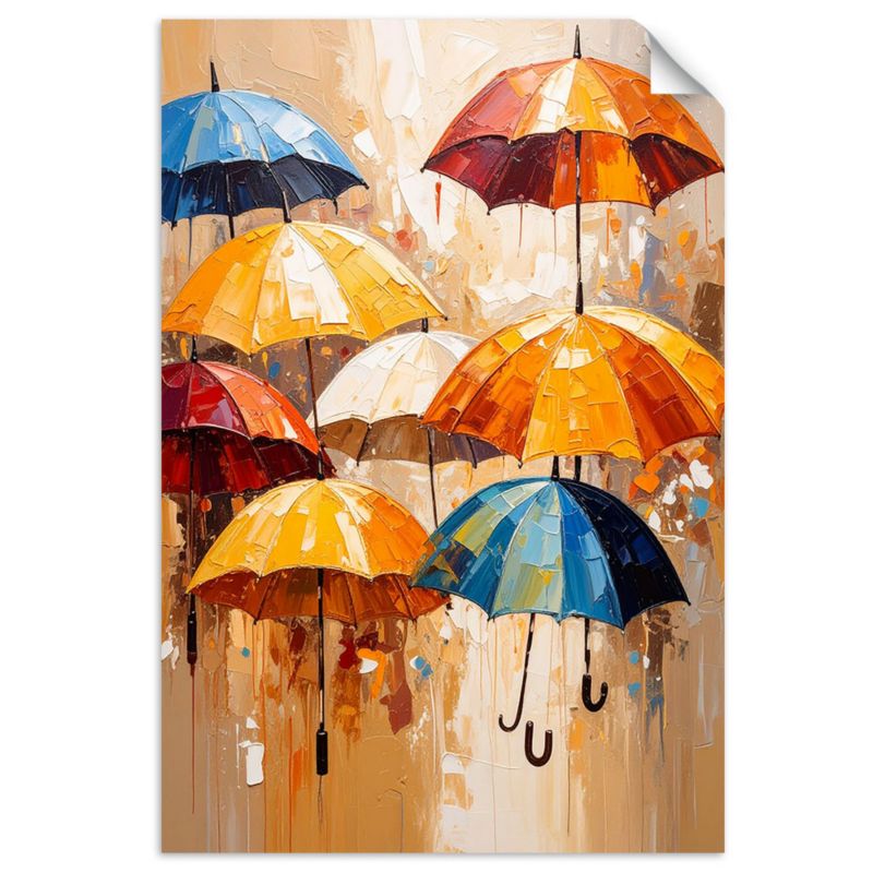 Naklejki samoprzylepne do salonu sypialni Feeby Kolorowe Parasolki Abstrakcja 80x120cm 1szt