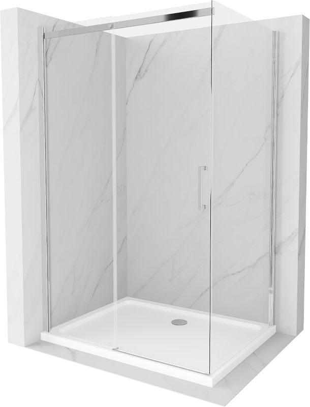 Kabina prysznicowa Mexen Omega rozsuwana 140 x 90 cm transparent chrom + brodzik Flat