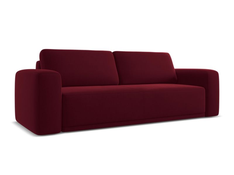 Kanapa 3-osobowa z funkcją spania Makamii Kaila z tkaniny welwetowej 242x100 cm burgundowy 1 szt.