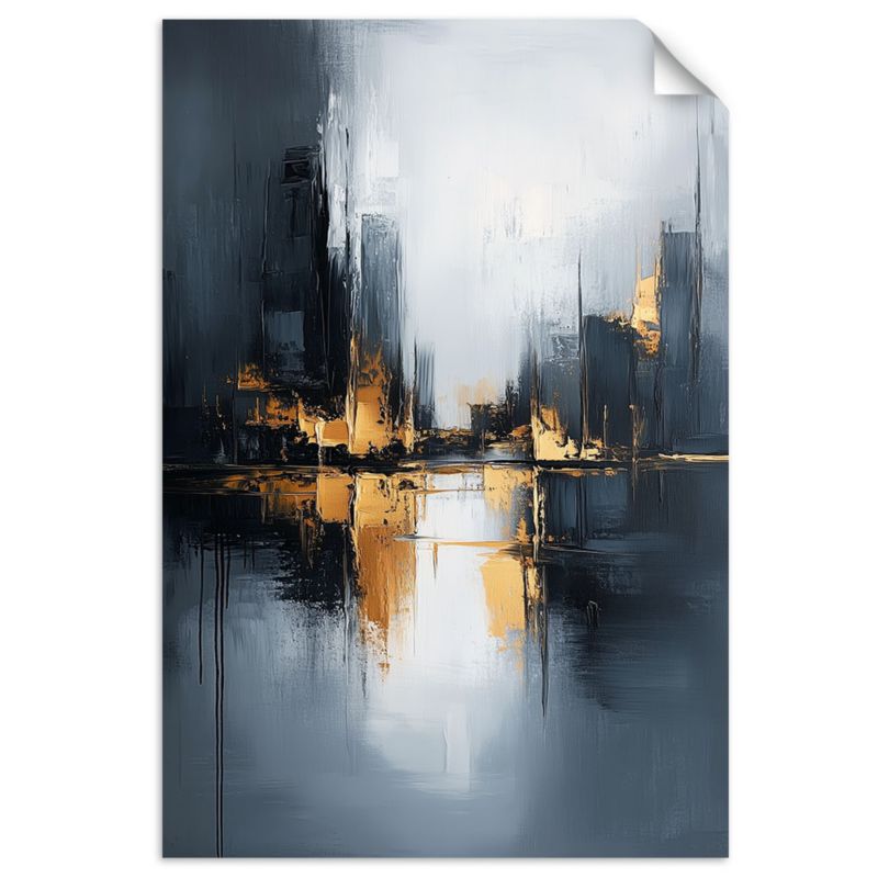 Plakaty samoprzylepne do salonu sypialni Feeby Abstrakcja Złoty Szary Czarny 70x100cm 1szt