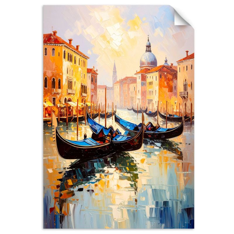 Plakaty samoprzylepne do salonu sypialni Feeby Wenecja Miasto Gondole Włochy 60x90cm 1szt