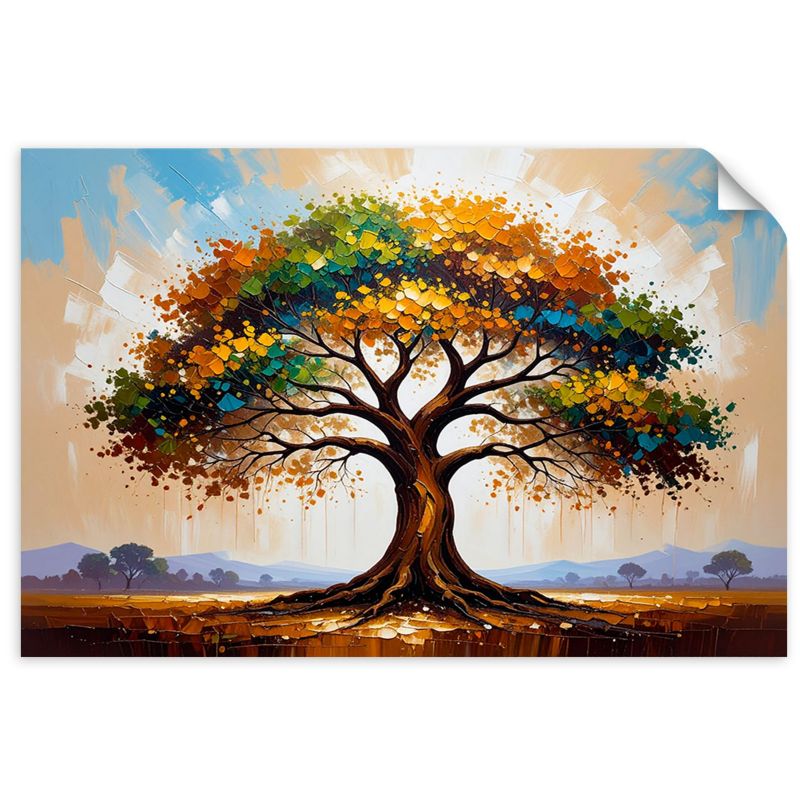 Naklejka samoprzylepna Feeby Kolorowe Drzewo Życia Pejzaż Malowany 120x80cm 1szt