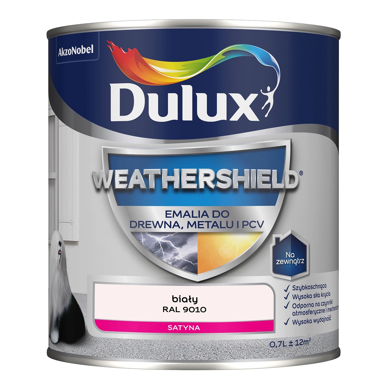 Dulux Emalia Weathershield biały 9010 satynowa 0,7L